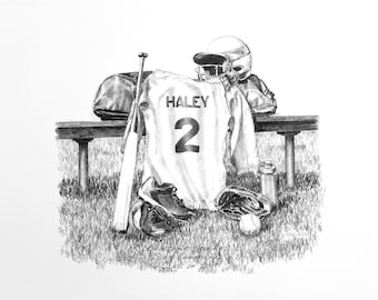 Personalized Softball Print, Softball Gift, Senior gift, Banquet Gift, Pencil Personalization, Senior Night,Senior Athlete Gift