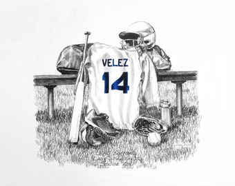 Personalized Softball Print, Softball Gift, Team colors, Senior gift, Banquet Gift, Pencil Personalization, Senior Night,Senior Athlete Gift