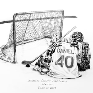 Personalized Hockey Art Print: Custom Jersey Number, Senior Night Gift