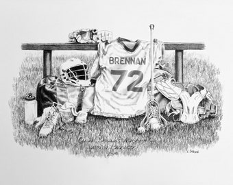 Personalized Lacrosse Print, Men's Lacrosse Gift, Senior gift, Banquet Gift, Pencil Personalization, Boys Lacrosse, Senior Night