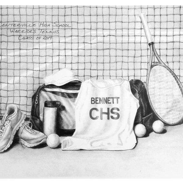 Personalized Tennis Print, Tennis Gift, Senior gift, Banquet Gift, Pencil Personalized, Senior Athlete, Senior Night, Boys and Girls Tennis