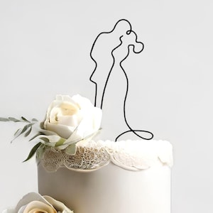 Minimalist Couple Figure Topper - Couple Line Drawing Cake Topper - Wedding Cake Topper - Wire Wedding Cake Topper