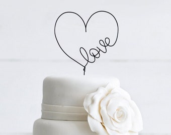 Love Heart Wedding Cake Topper - Wire Wedding Cake Topper - Love Cake Topper - Wire Heart Wedding Cake Topper - Engagement - Anniversary