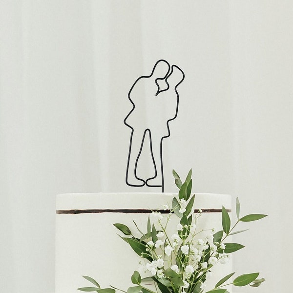 Minimalist Gay Couple Figure Topper - Same Sex Couple Line Drawing Cake Topper - Wedding Cake Topper - Wire Wedding Cake Topper