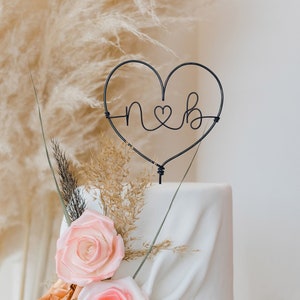 Heart Initials Wedding Cake Topper - Custom Wedding Cake Topper - Wedding Decor - Personalised Cake Topper - Personal Wedding Decor