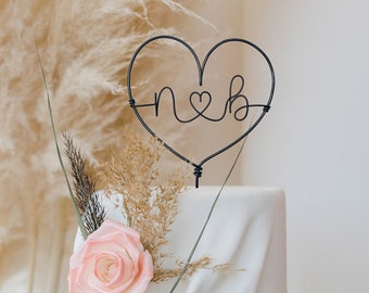 Heart Initials Wedding Cake Topper - Custom Wedding Cake Topper - Wedding Decor - Personalised Cake Topper - Personal Wedding Decor