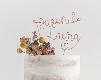 Topper personnalisé de gâteau de mariage de fil - Topper personnalisé de mariage - Souvenir - Décoration de gâteau de mariage - Topper de gâteau de mariage