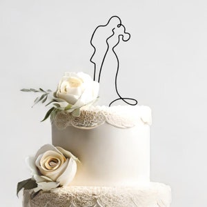 Minimalist Couple Figure Topper - Couple Line Drawing Cake Topper - Wedding Cake Topper - Wire Wedding Cake Topper