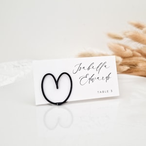 Porte-nom en fil de fer coeur - marque-places - porte-photo - porte-nom - décoration de table de mariage minimaliste
