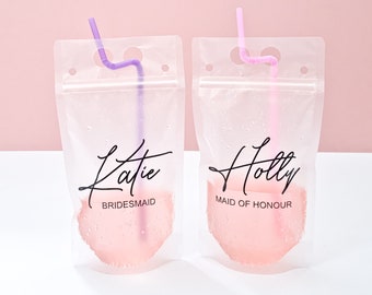 Personalised Drink Pouches - Adult Drink Pouch - Reusable Drink Pouch - Hen Party Gifts - Bridesmaid Gifts - Festival Drinks Pouch
