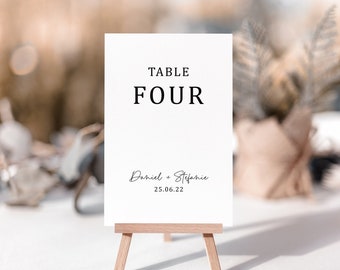 Personalised Wedding Table Number - Simple Wedding Table Cards - Minimalist Table Numbers - Table Name Cards PRINTED