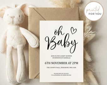 Personalised Baby Shower Invitations - Oh Baby Invites - Printed Baby Shower Invitations - Gender Neutral Baby Shower Invitations - PRINTED