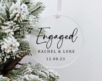 Personalised First Christmas Engaged Ornament - Engagement Keepsake - Engagement Gift - Personalised Engagement Gift - Announcement Prop