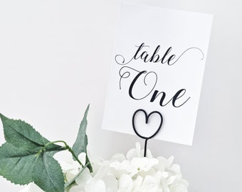 Heart Wire Table Number Holder -  Stick In Table Number Holder - Photo Holder - Name Card Holder - Minimalist Wedding Table Decoration