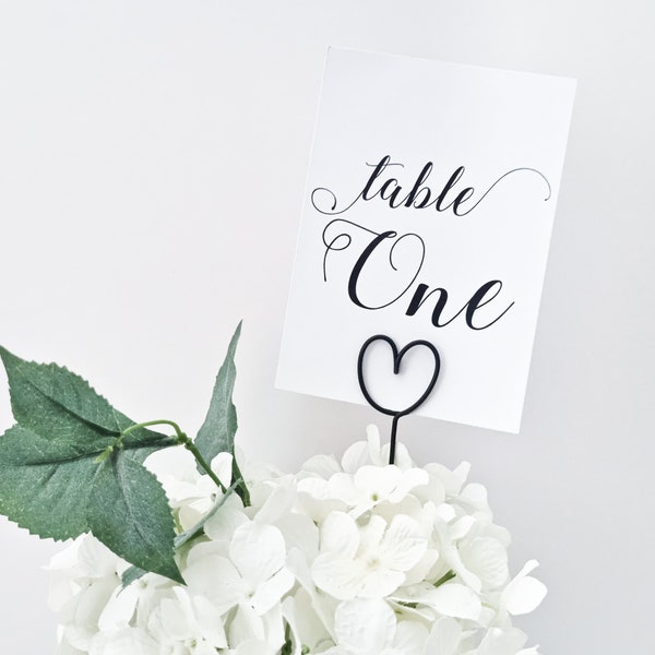 Heart Wire Table Number Holder -  Stick In Table Number Holder - Photo Holder - Name Card Holder - Minimalist Wedding Table Decoration