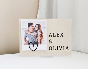 Personalised Couples Photo Holder - Custom Photo Frame Plaque - Personalised Wedding Gift - Valentines Photo Frame