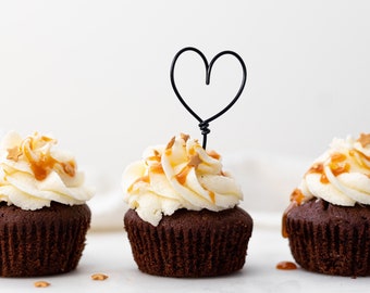 Love Heart Cupcake Topper - Wedding Cupcake Topper - Valentines Cupcake Topper - Baby Shower - Engagement - Birthday - Valentines