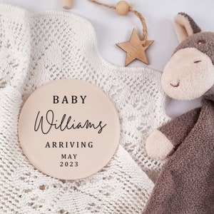 Plaque personnalisée pour bébé à venir - faire-part de grossesse - disque de date d'échéance - faire-part de bébé sur les réseaux sociaux - accessoire de photographie