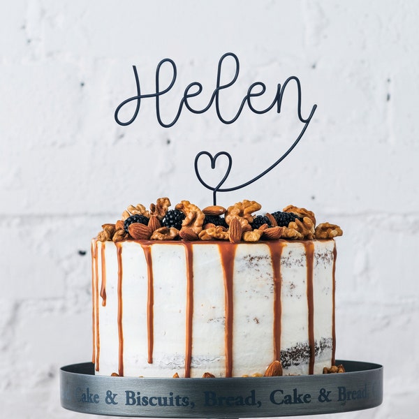 Name Cake Topper Mit Herz - Personalisierter Draht Cake Topper - Geburtstag - Feier - Cake Decor - Baby Party - Verlobung