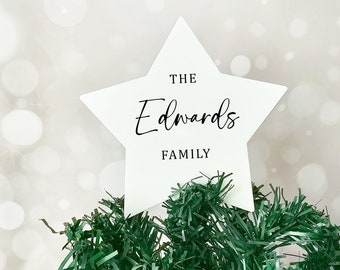 Personalised Family Name Christmas Tree Topper - Custom Family Tree Topper - Personalised Christmas Star - Christmas Family Keepsake