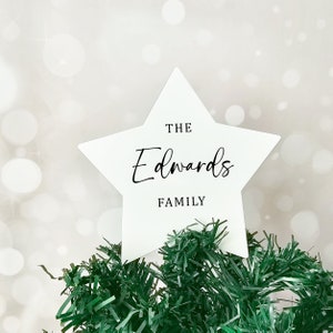 Personalised Family Name Christmas Tree Topper - Custom Family Tree Topper - Personalised Christmas Star - Christmas Family Keepsake