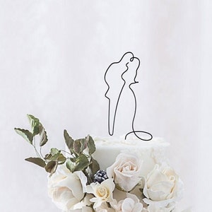 Minimalist Couple Figure Topper - Couple Line Drawing Cake Topper - Wedding Cake Topper - Wire Wedding Cake Topper