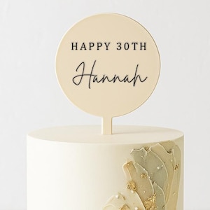 Custom Happy Birthday Cake Topper - Milestone Birthday Cake Topper - Acrylic Paddle Cake Topper - Birthday Cake Decor - Name Cake Topper