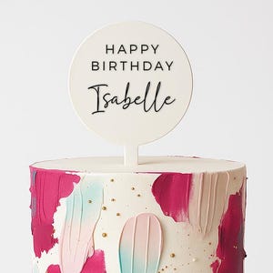 Acrylic Custom Happy Birthday Cake Topper - Acrylic Paddle Cake Topper - Birthday Cake Decor - Party Topper - Name Cake Topper