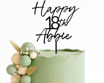 Name and Age Birthday Cake Topper - Custom Age Name Acrylic Cake Topper