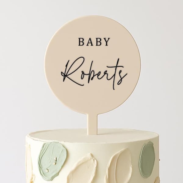 Personalised Baby Cake Topper - Shower, Gender Reveal, Christening