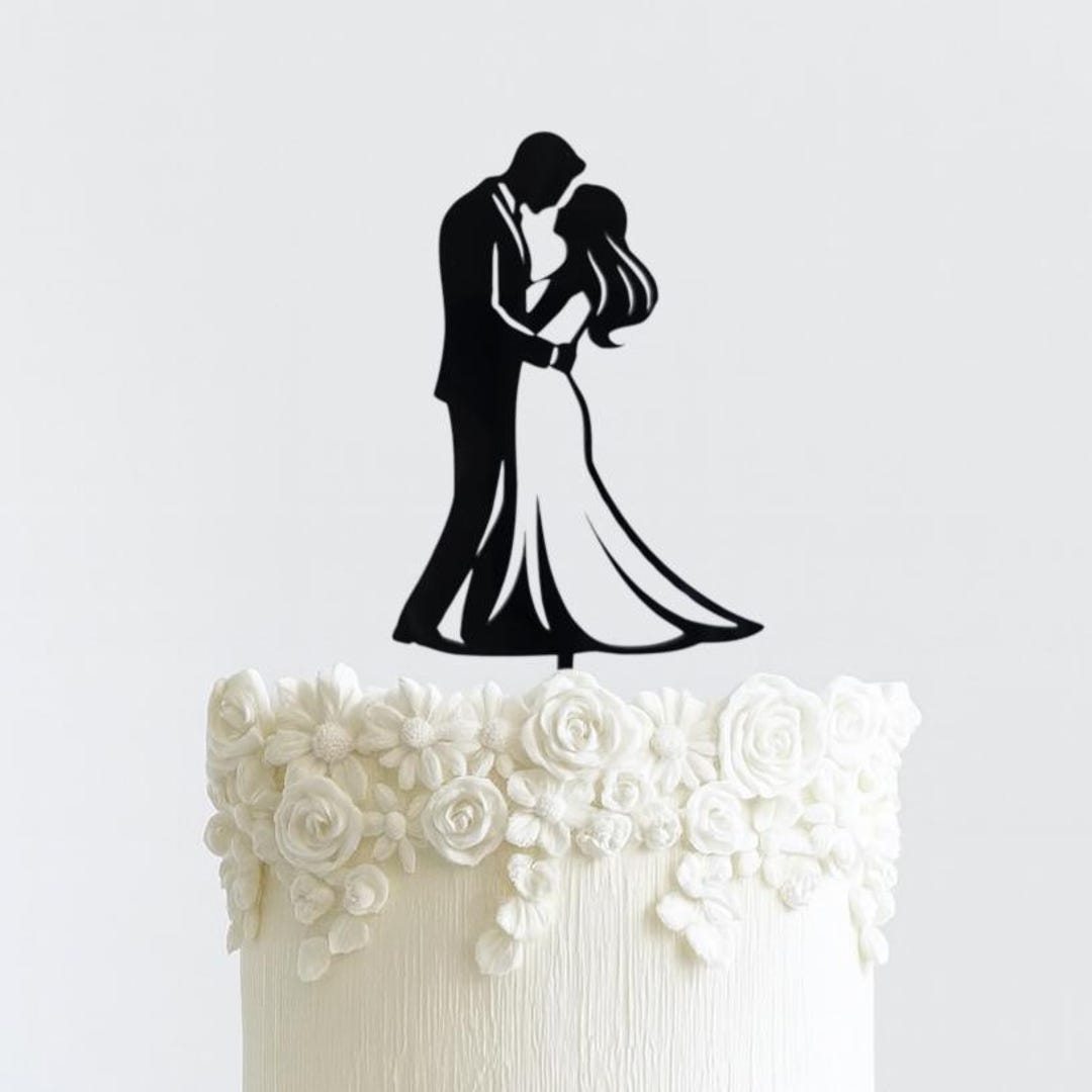 Bride and Groom Wedding Cake Topper, Acrylic Silhouette Cake Topper - Etsy