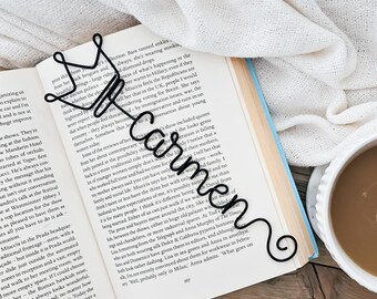 Personalised Crown Bookmark - Wire Name Bookmark