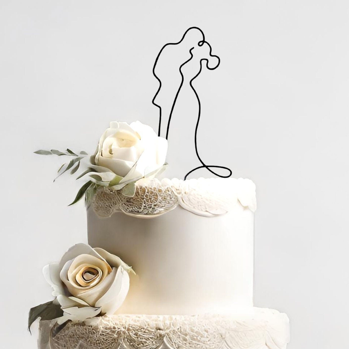 Minimalist Couple Figure Topper - Couple Line Drawing Cake Topper - Wedding Cake Topper - Wire Wedding Cake Topper