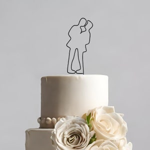 Minimalist Gay Couple Figure Topper Same Sex Couple Line Drawing Cake Topper Wedding Cake Topper Wire Wedding Cake Topper image 3