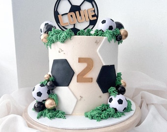 Personalised Football Cake Topper, Custom Name and Age Football Cake Decorations