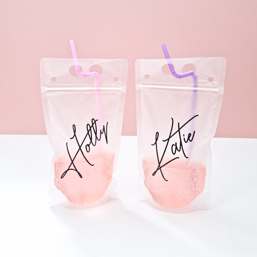 Personalised Reusable Drink Pouches Adult Drink Pouch Festival Drinks
