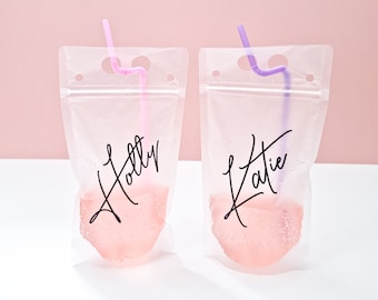 Personalised Reusable Drink Pouches - Adult Drink Pouch - Festival Drinks Pouch - Custom Drink Pouch - Hen Party Gifts - Bridesmaid Gifts