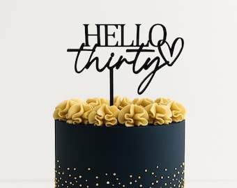 Hello Thirty Cake Topper - 30th Birthday Party Decoration