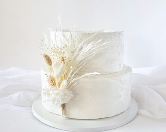 Ivory Wedding Cake Flowers, Neutral Dried Flower Bouquet for Cakes