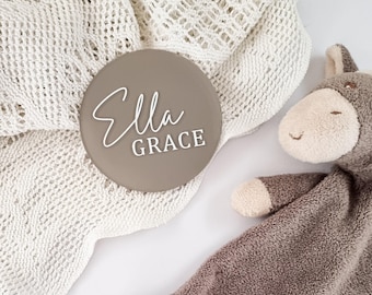 Personalised Baby Name Plaque - Custom Birth Announcement Sign - New Born Reveal Sign - New Baby Name Sign - Photo Prop
