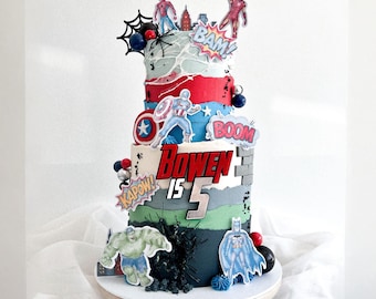 Superhero Cake Styling Kit | Personalised Comic Book Cake Decoration Set