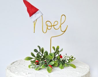 Noel Cake Topper - Christmas Cake Topper - Santa Hat Cake Topper - Family Christmas - Christmas Table Decor