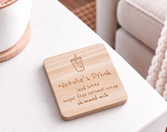 Personalised Drink Order Coaster, Coffee Lover Gift