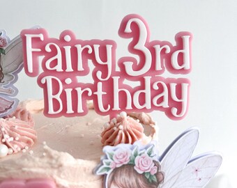 Fairy 3rd Birthday Cake Topper, Acrylic Fairy Cake Decoration