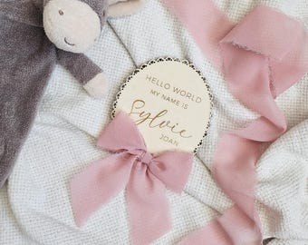Personalised Birth Announcement Sign - Custom Wood Baby Name Plaque - New Born Reveal Sign - New Baby Name Sign - Photo Prop