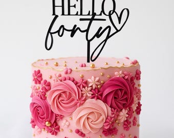 Hello Forty Cake Topper - 40th Birthday Party Decoration