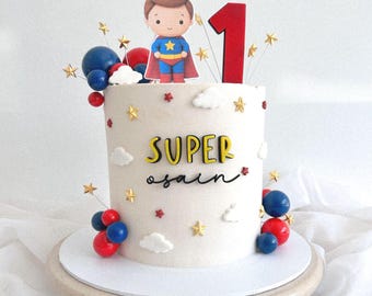 Cute Superhero Cake Styling Kit | Personalised Comic Book Cake Decoration Set