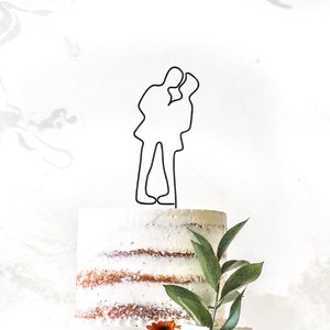 Minimalist Gay Couple Figure Topper Same Sex Couple Line Drawing Cake Topper Wedding Cake Topper Wire Wedding Cake Topper image 2