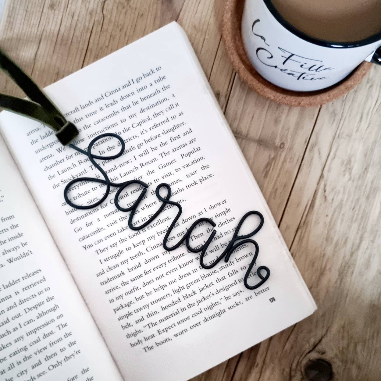 Personalised Name Bookmark With Ribbon - Wire Name Bookmark - Custom Name Bookmark - Stocking Tag - Place Name