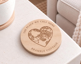 Personalised New Home Map Coaster, Custom Address Keepsake